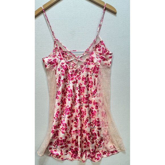 Victoria's Secret Women's Satin Slip Nightie Criss Cross Back Sz M Multi Blossom - Picture 2 of 14